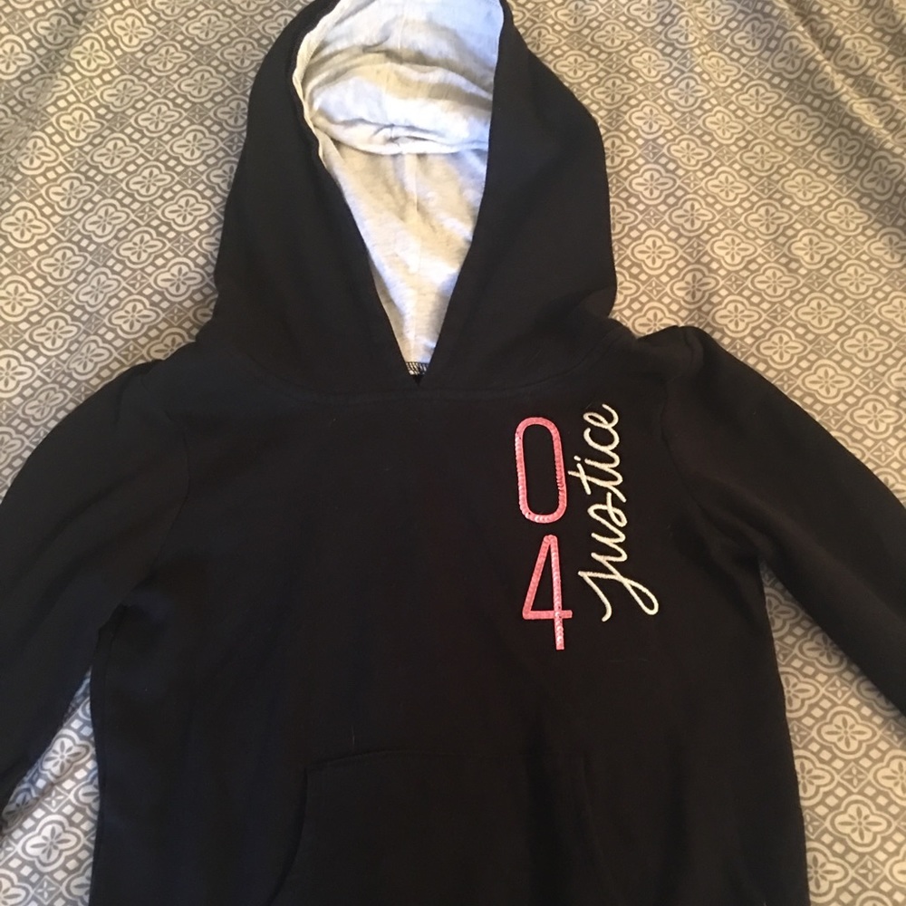 Justice Sz 10 black hoodie with sequin detail